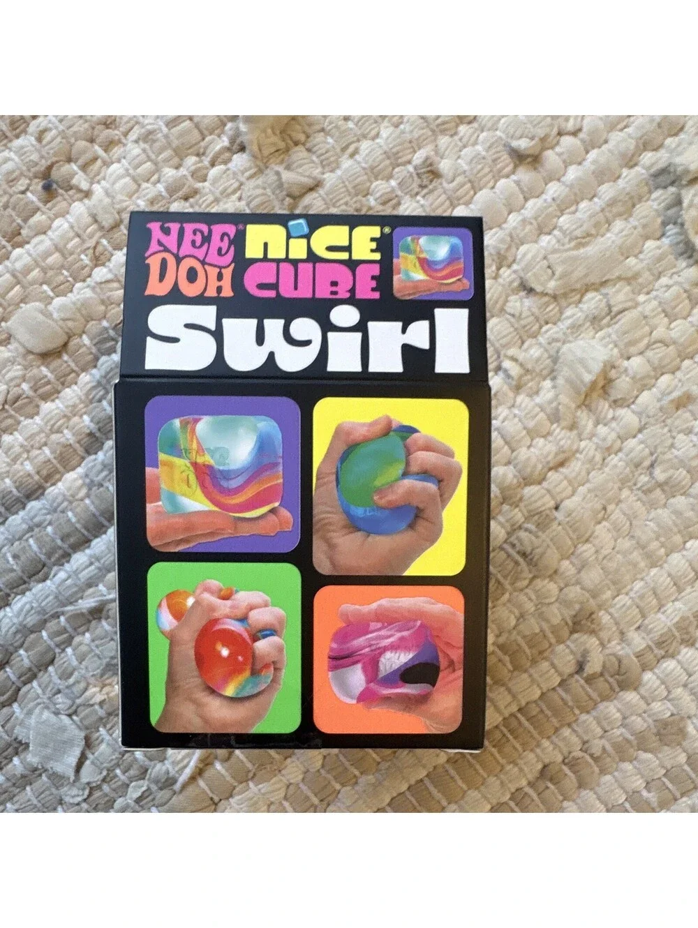 NeeDoh Nice Cube Swirl Super Solid Squish Toy Green/Blue/Purple 26051YP